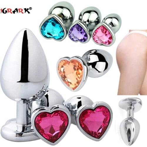 70mm Crystal Butt Anal Plug Heart Shape Stainless Steel Anus Sex Toys for Women Men Orgasm DiIdo Ass Prostate Gay Adult Products