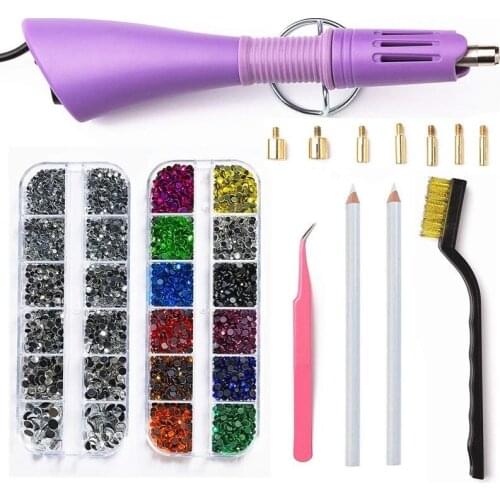 Applicateur de strass Hotfix avec 7 embouts, Kit d'outils chauffant rapide avec prise EU/US