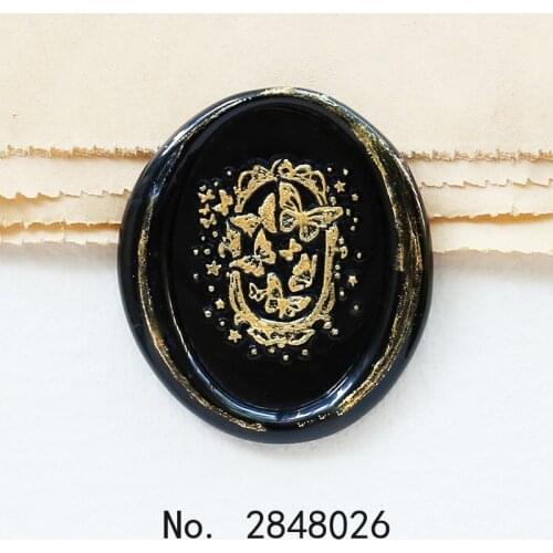 Butterfly with Mirror Seal Stamp,Flower Wax Seal Stamp Kit,gift packing Butterfly seal,Parry wax seal stamp,Oval shape stamp