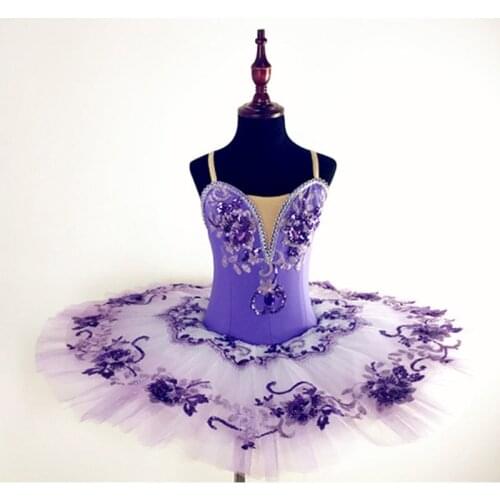 Ballet Tutu Professional Kids Child Girls Purple Stiff Tulle Ballet Dance Pancake Tutu Dress Custom Made