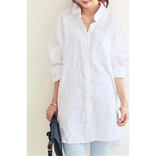 Blouse Womens White Blouses Shirt Spring Summer Blusas Office Lady Elegant Loose Tops and Blouses Casual Linen Women