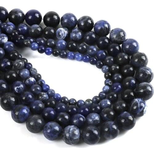 Natural Stone Beads Old Blue Sodalite Round Loose Beads For Jewelry Making DIY Bracelet Necklace 15" Strand 4/6/8/10mm