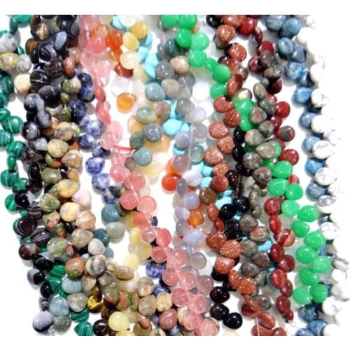 10*12mm Natural stone Rose Quartz agate fluorite water drop spacer beads for Diy Jewelry Making Bracelet Necklace 32pcs/lot
