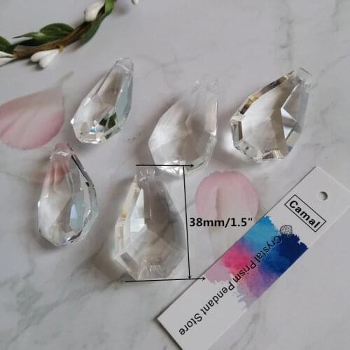 Camal 10pc Clear 38mm Faceted Pear Drop Crystal Pendant Lamp Prism Chandelier Suncatcher Lighting Parts Hanging Home Decoration