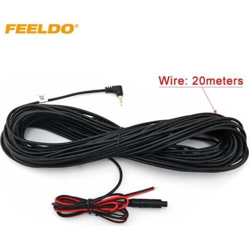 FEELDO 1PC For Truck/Van Car DVR 20 meters 2.5mm TRRS Jack Connector To 4Pin Video Extension Cable #HQ2091