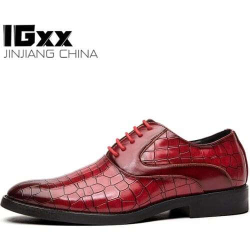 IGxx Crozzling Dress Shoes Men Leather Oxford Pointed Toe Business Tassels Loafers Men Slip-on Driving Wedding Shoes Mens