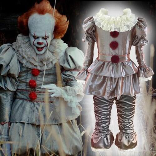 Joker Pennywise Cosplay Costume Stephen King It Chapter Two 2 Horror Clown Halloween Party Costume Prop for Men Women Kids