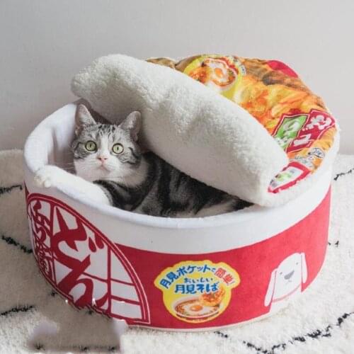 Japanese Style Cat BedPet products for cat winter tent funny noodles small dog bed House sleeping bag cushion for cats plush bed