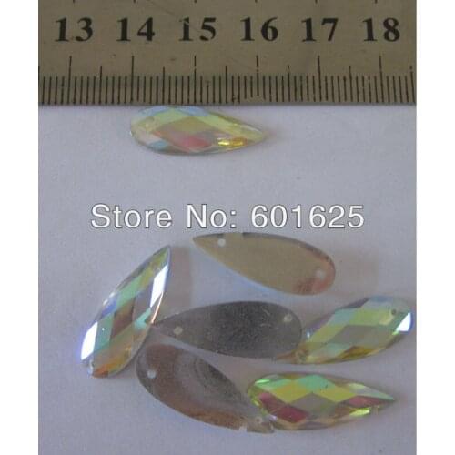 HOT selling shine Resin Drop stone AB IRIS CMBN ,size 8 x20MM Sewing rhinestones Crafts Accessories For Bags Clothes DIY