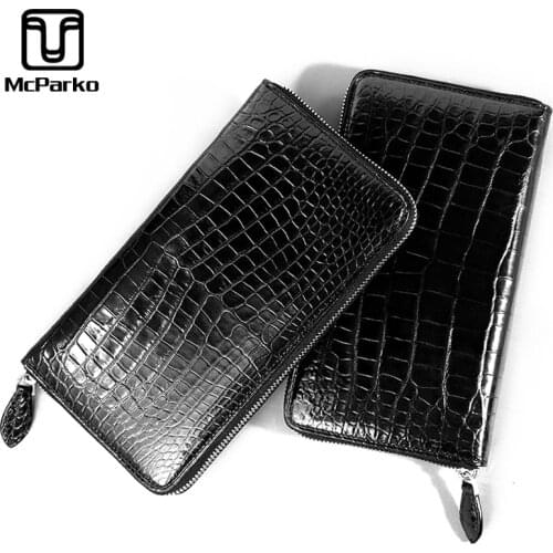 McParko Crocodile Wallet Men Genuine Leather Card Holder Wallets Luxury Crocodile Long Purse Zipper Phone Bag Businessman Gifts