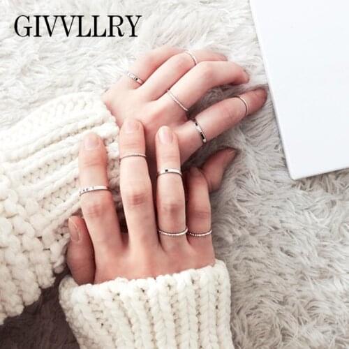 Minimalist Basic Midi Rings Set Fashion Jewelry Female 10 pcs/set Elegant Silver Color Classic Knuckle Finger Rings for Women