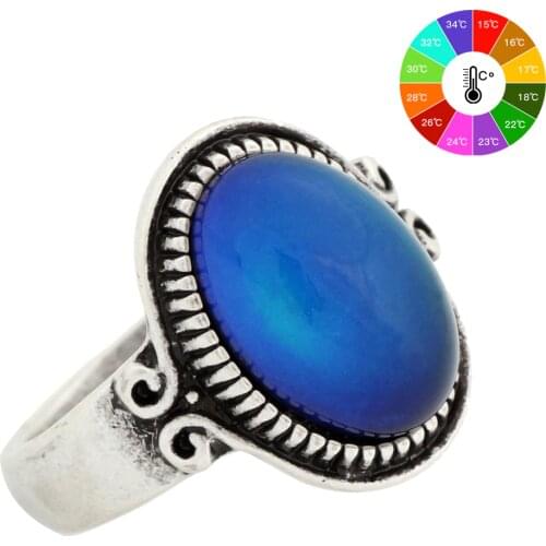 Mojo Punk Ring Vintage Color Change Mood Ring Emotion Feeling Changeable Ring Temperature Control Ring for Women MJ-RS009