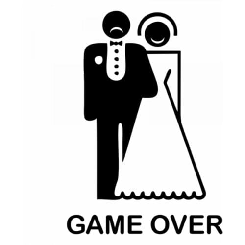 30x21cm Game Over Bride Groom Design Wedding Car Sticker Decor Ged Married Window Rear Windshield Decal Stickers CL255