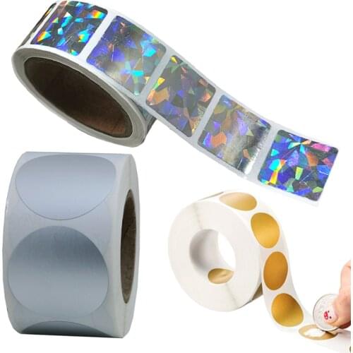 300pcs Scratch Off Sticker Gold Silver Diamond laser Color Metallic Silver Hologram Scratch Cute Stickers Labels stationery