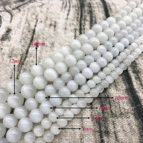 Natural Stone White Cat’s Eye Stone Round Loose BeadsFitMulti-purpose Jewelry Making 4 6 8 10 12 14MMPick Size J253