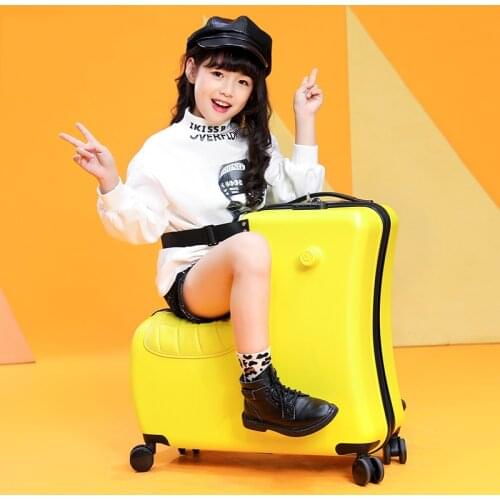 24inch New kids travel childrens trolley luggage bag spinner wheels rolling luggage Trunk Can sit to ride multifunctional bag