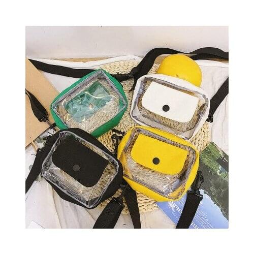 Japan and Korea new transparent pu small square bag diagonal shoulder bags 2020 summer fashion wild simple beach shopping bags