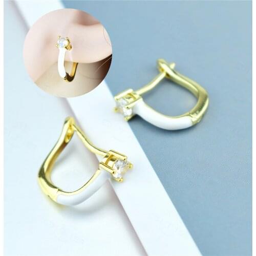 2021 New Golden Earring Fashion Zircon Geometric U-shaped Design Ear Ring Three Ring Earring Personality Woman Girl Ear Jewe