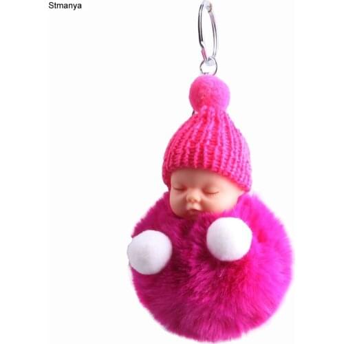 New Men Sleeping Baby Hairball Pendant Top Quality Key Chain Business Vintage Accessories Hot Women Best gift Jewelry K2031