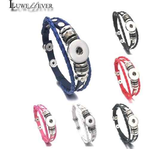 New Interchangeable 173 Real Genuine Leather Retro Fashion Bracelet 12mm 18mm Snap Button Bangle Charm Jewelry For Women Gift