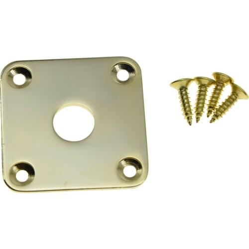 Flat Bottom Jack Plate Square Flat Base Jackplate with screws for LP Les Paul Guitars Gold