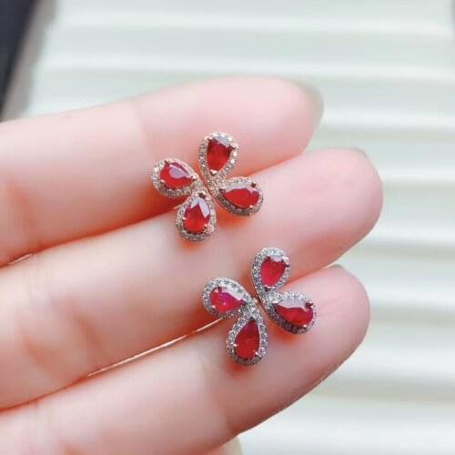 100% Natural And Real Ruby Earring 925 sterling silver Fine jewelry For men women Earring