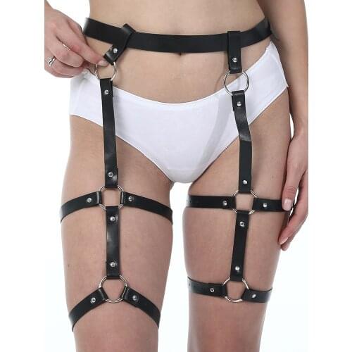 TRODEAM Leather Waist Garter Belt Women Sexy Stockings High Waist Suspenders Leg Cage Bdsm Bondage Wear Harajuku Harness Garters