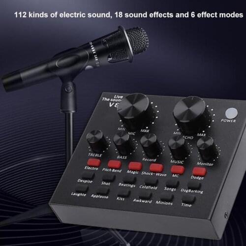 V8 Audio USB External Sound Card Headset Microphone Webcast Personal Entertainment Streamer Live Broadcast for PC Phone Computer