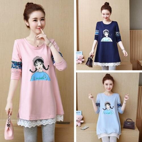 5589# Maternity Clothes Spring Autumn Cotton O Neck Maternity Tops Clothes for Pregnant Women Casual T Shirt Dress