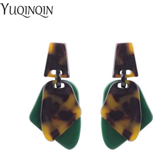 Vintage Long Acrylic Acetic Resin Earrings for Women 2019 Big Geometric Dangle Drop Earings for Girls Fashion Jewelry New Brinco