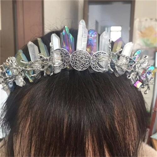 Witch natural crystal aura white crown headband witchcraft accessories hair accessories gift