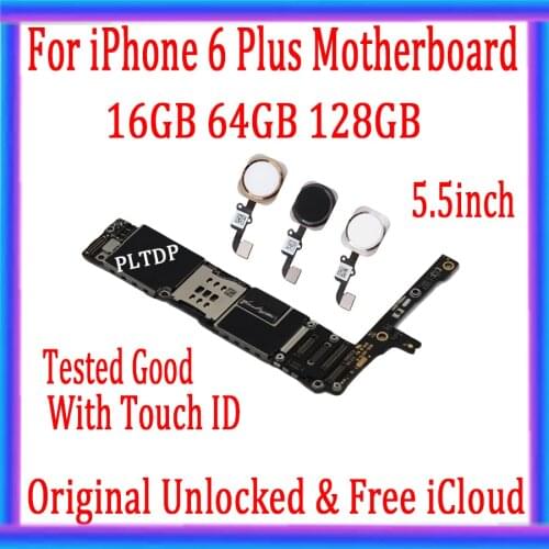 High Quality, Unlocked for iphone 6 plus Motherboard with/without Touch ID +Free iCloud,Original for iphone 6plus Mainboard
