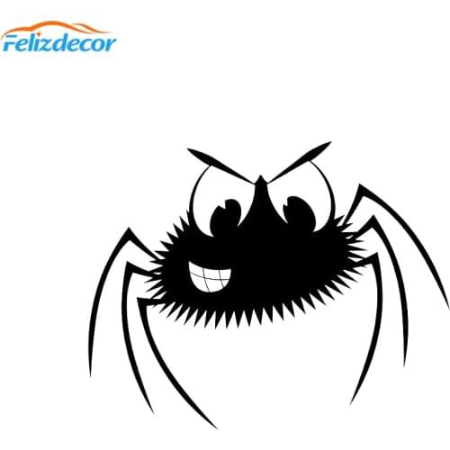19*15cm Smiling Spider Cartoon Funny Laptop Decor Decals Halloween Vinyl Sticker Car Decal Cute rearview mirror Stickers L890