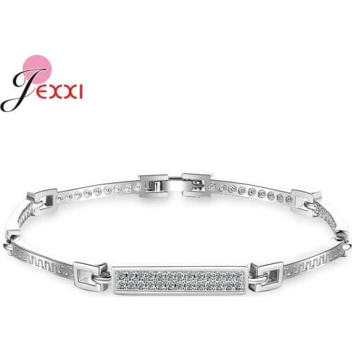New Arrival Simple Crystal Braceletes For Women Girl 925 Sterling Silver Shiny Cubic Zirconia Bracelet Bangles Wedding Jewelry