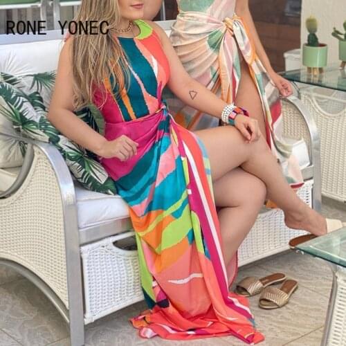 Women Elegant Dress Colorblock One Piece Swimsuit With Cover Up Casual Summer Vacation Set
