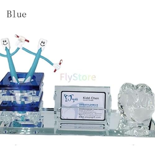 1pcs Dental Crystal molar business card holder+Pen holder Set dental gift for Dental Clinic decoration dental model gifts