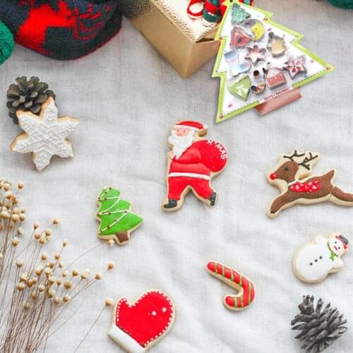 10 Pcs Christmas Decorating Tools Cookies Cutter Biscuit Stainless Steel Mould Sugar Arts Fondant Cake Decoration Tools