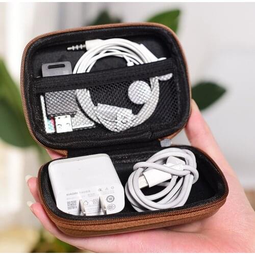 100pcs/lot Mini Portable Headphone Organizer Storage Case EVA Earbuds Pouch Box Protective USB Cable Earphone Storage Bag