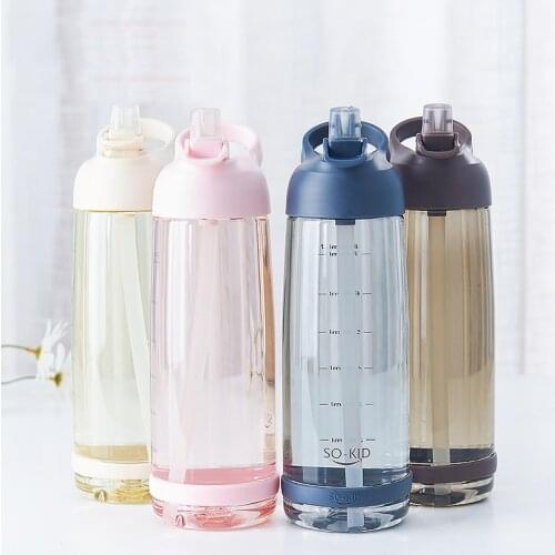 1000 Ml Walking Water Bottle, Water Bottle with Environmentally Friendly Plastic Cover, Sports Fitness Cup Straw Cup