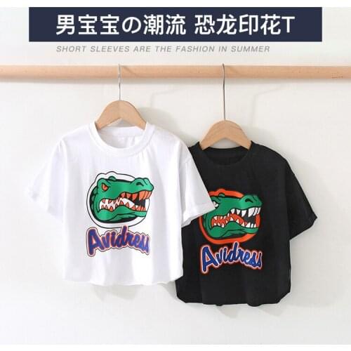 2021 Childrens T Shirt Summer New Baby Tops Tees Baby Boys and Girls Casual Cartoon T Shirt Boys Dinosaur Short-sleeved T-shirt
