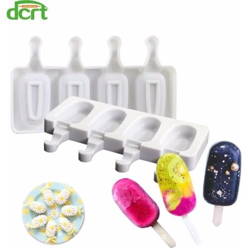 4 Holes Ice Cream Silicone Cake Mold DIY Ice Cube Moulds Dessert Popsicle Baking Tools Cake Decorating Tool