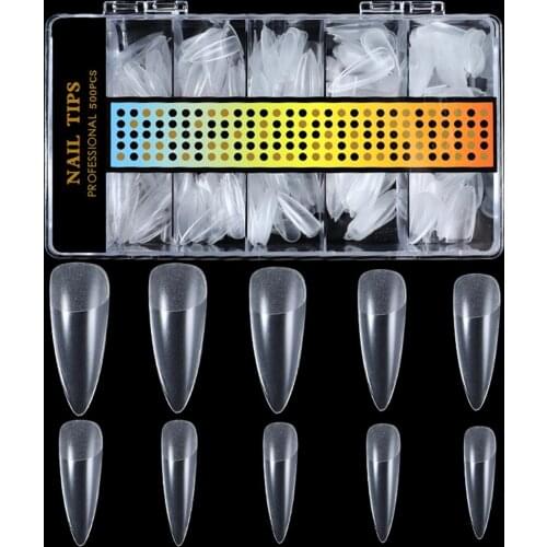 500Pcs Clear Frosted C Curved False Nail Tips Fingernail DIY Manicure Art Decor French Style Artificial Nails DIY Tools