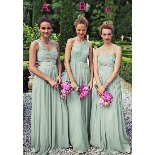 Free shipping Cheap 2015 custom Chiffon Mint Green Bridesmaid Dresses Different Style Vestido De Madrinha To Formal Party gown