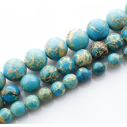 4-12mm Round Sky Blue Sea Jaspers Stone Beads For Jewelry Making Beads Bracelets For Women 15'' Needlework DIY Beads Trinket