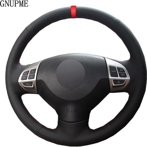 Car Steering Wheel Cover Artificial Leather Red Marker For Mitsubishi Lancer EX 10 Lancer X Outlander ASX Colt Pajero Sport