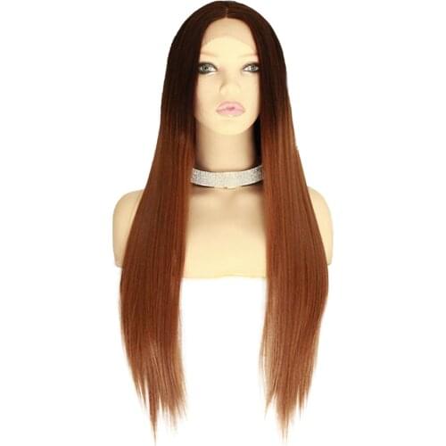 Long Straight Synthetic Wigs Lace Front Cosplay Wig Middle Part Safe
