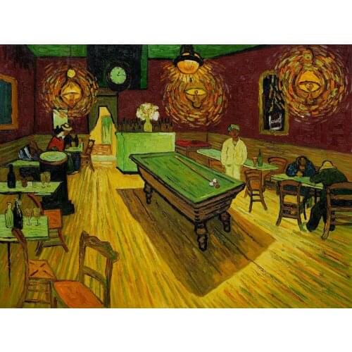 Canvas Wall Picture Scenery Oil Painting for Bedroom Hotel Home Decor The Night Cafe by Vincent Van Gogh Painting Handpainted