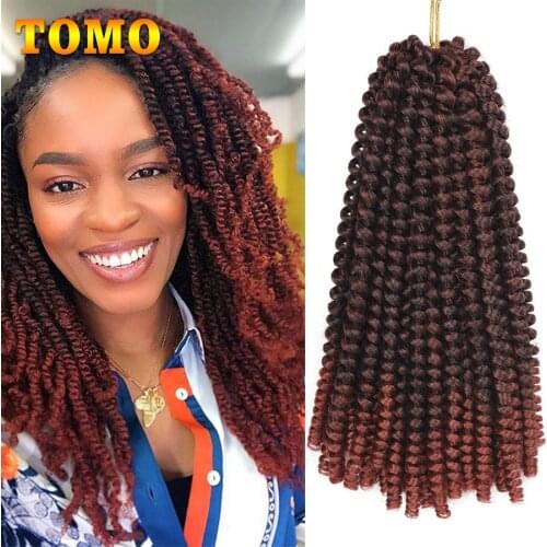 TOMO Spring Twist Crochet Braids Hair 10 Inch Ombre Color Butterfly Locs Crochet Braiding Synthetic Hair Extensions For Women