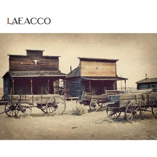 Laeacco Old Vintage Wooden Saloon House Deserted Carriage Way Grunge Scenic Photographic Backdrop Photo Background Photo Studio