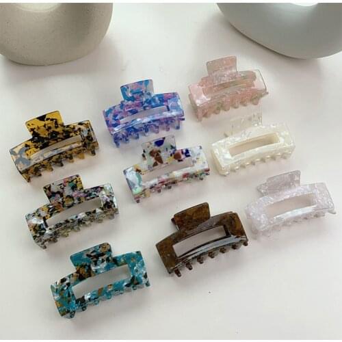 Fashion Geometric Acetate Big Size Hair Claw Korean Hair Accessories Hollowed Tortoiseshell Acrylic Hair Clip Pin for Women 2020